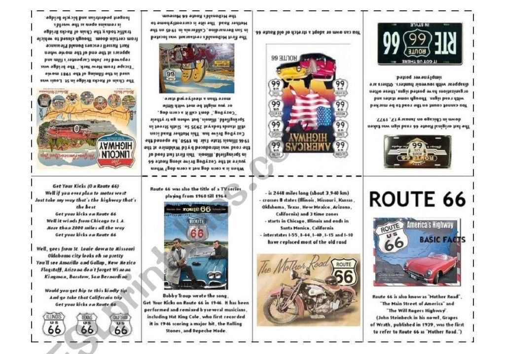 route 66 planning ks2 - Basic facts about ROUTE  - ESL worksheet by hankie