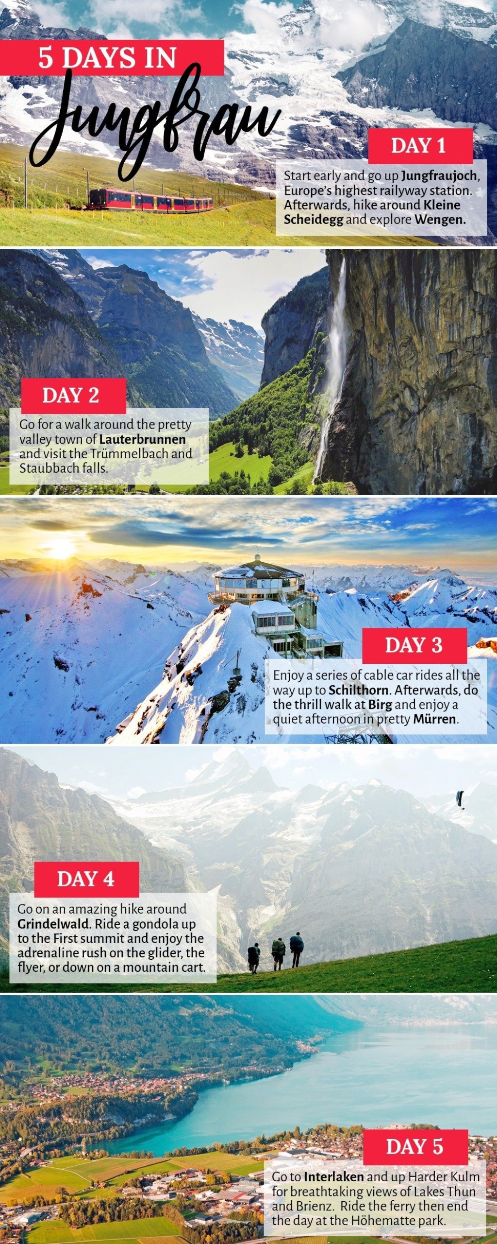 switzerland trip itinerary 5 days - days in Jungfrau - your travel guide to a wonderful Swiss holiday