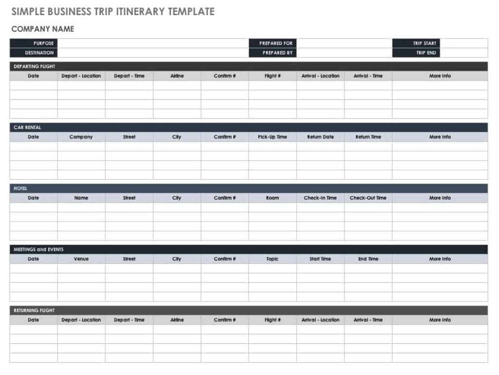 travel itinerary excel template free - Free Itinerary Templates  Smartsheet