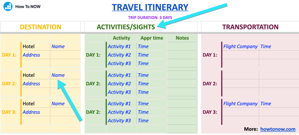 travel planning google doc template - How to Create a Travel Itinerary: Free Google Doc Template - How