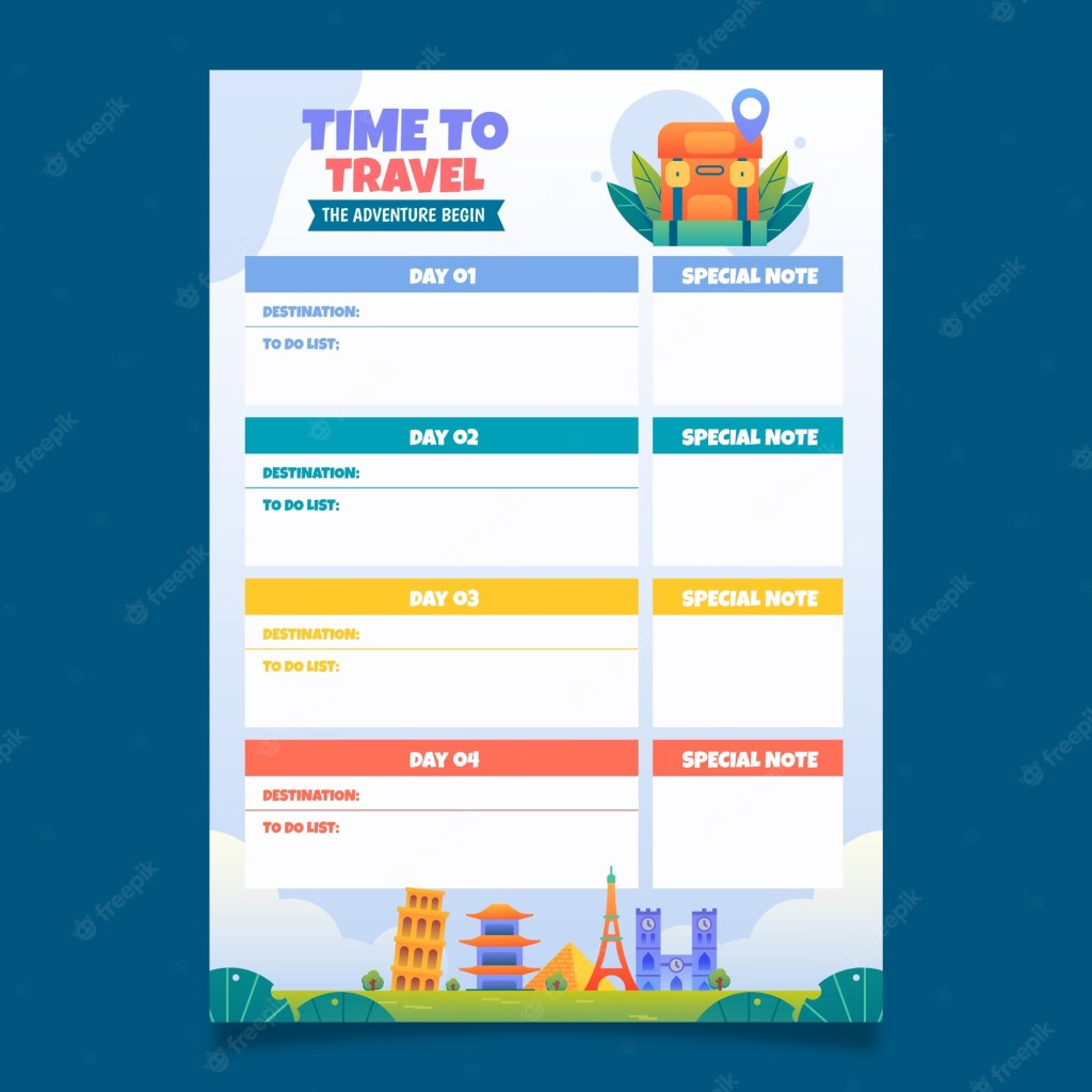 travel planning template word - Itinerary Images - Free Download on Freepik