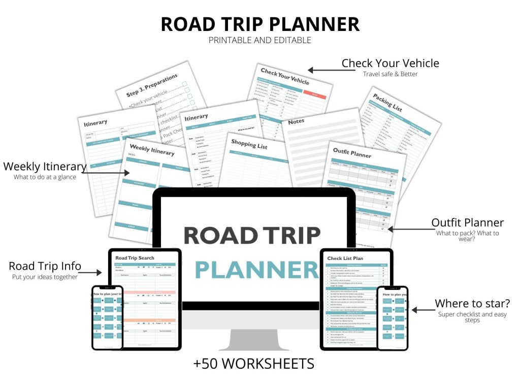 travel planning road trip - Printable Road Trip Planner
