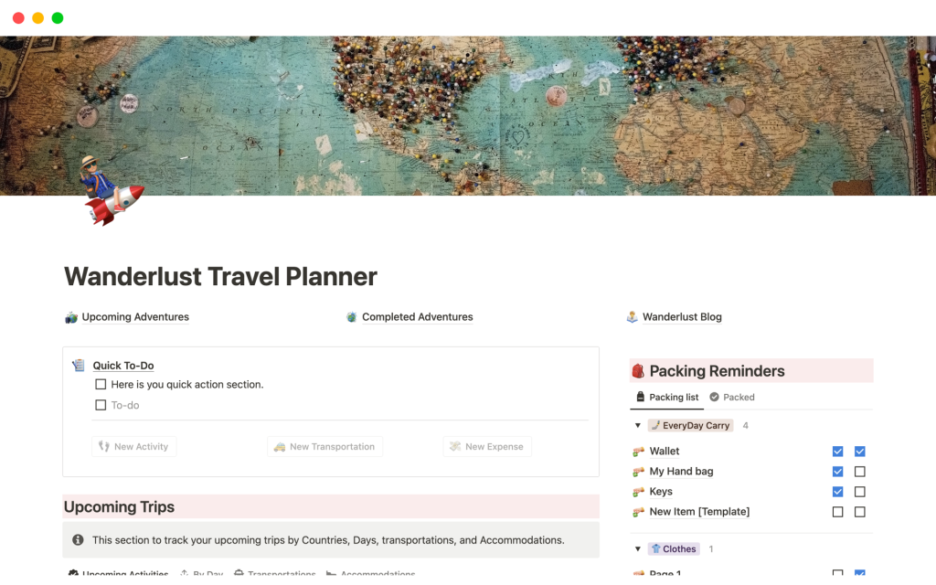 travel planning is stressful - Wanderlust Travel Planner for Bloggers  Notion-Vorlage